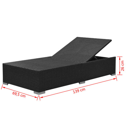 Set Divani da Giardino 3 pz con Cuscini in Polyrattan Nero | homemem39