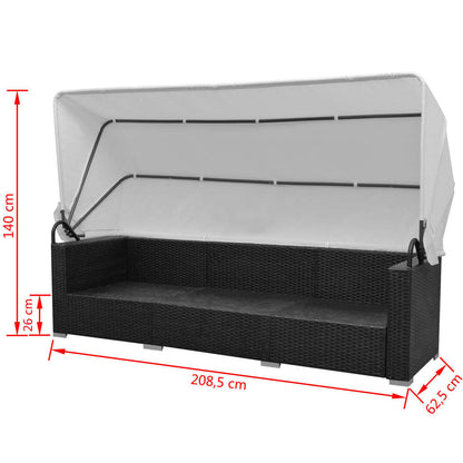 Set Divani da Giardino 7 pz con Tettoia in Polyrattan Nero - homemem39