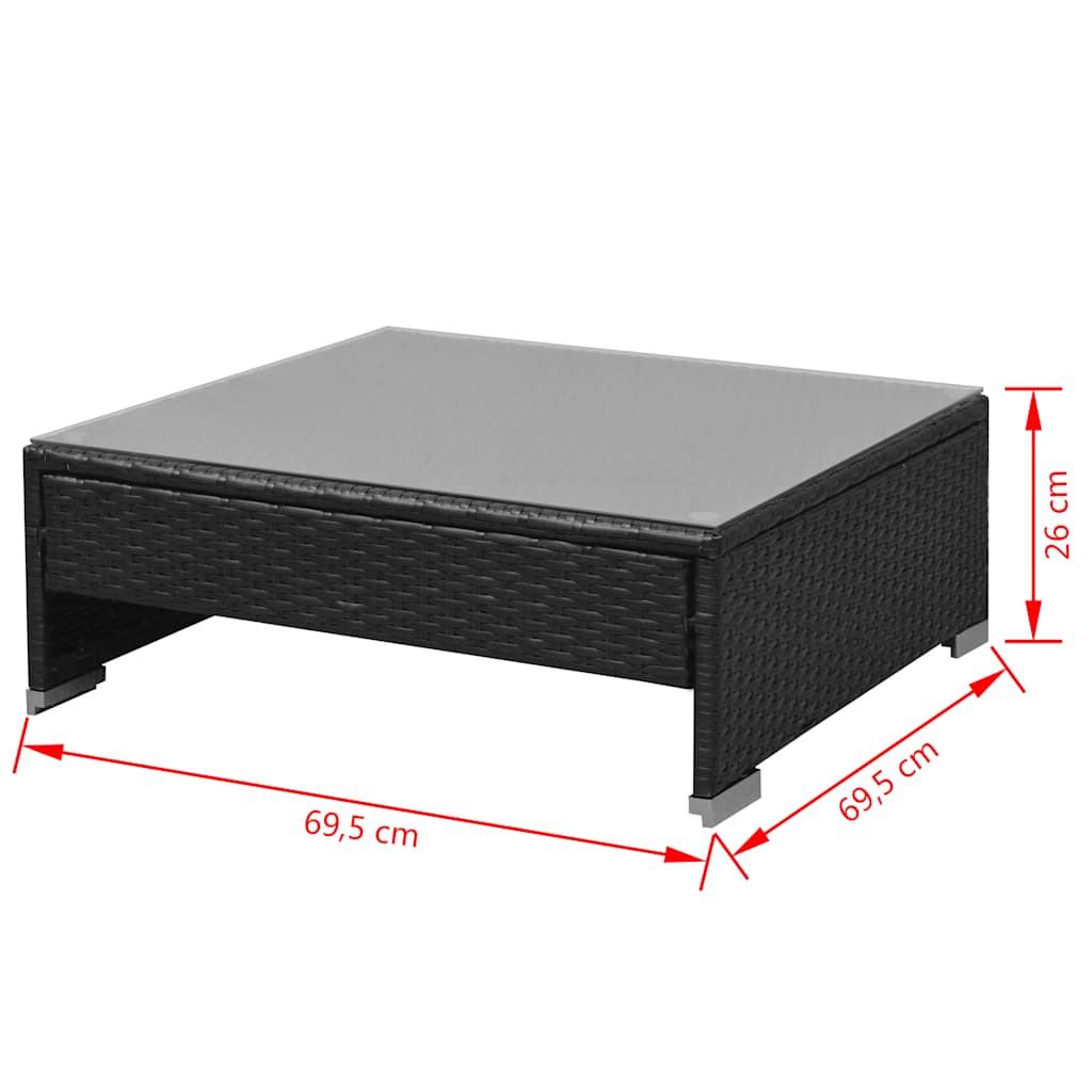Set Divani da Giardino 7 pz con Tettoia in Polyrattan Nero