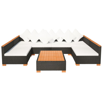 Set Divani da Giardino 7 pz con Cuscini in Polyrattan Nero - homemem39