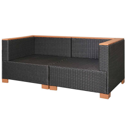 Divano da Giardino in Polyrattan Nero - homemem39