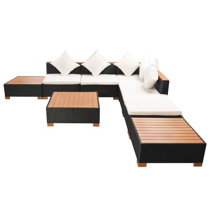 Set Divani da Giardino 8 pz con Cuscini in Polyrattan Nero | homemem39