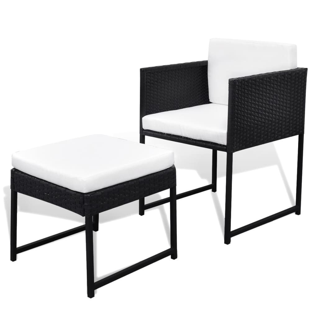 Set da Pranzo da Giardino 13 pz con Cuscini in Polyrattan Nero | homemem39