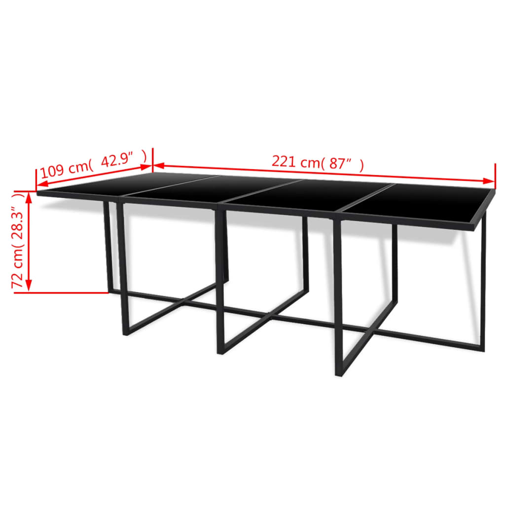 Set da Pranzo da Giardino 13 pz con Cuscini in Polyrattan Nero | homemem39