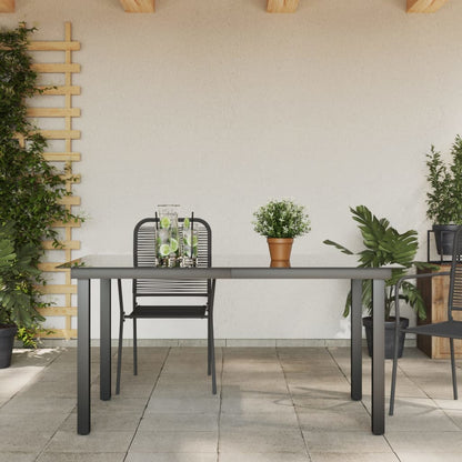 Tavolo da Giardino Nero 150x90x74 cm in Alluminio e Vetro - homemem39