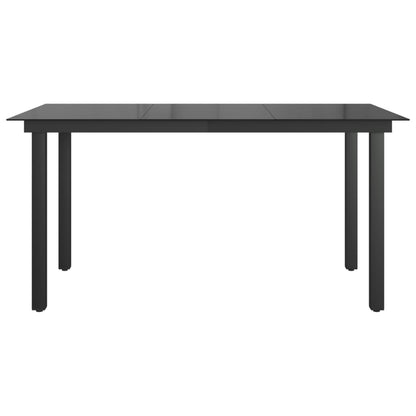 Tavolo da Giardino Nero 150x90x74 cm in Alluminio e Vetro