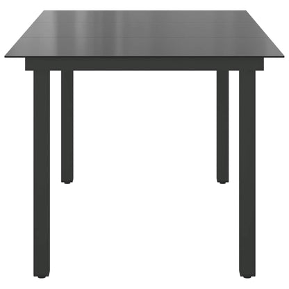 Tavolo da Giardino Nero 150x90x74 cm in Alluminio e Vetro