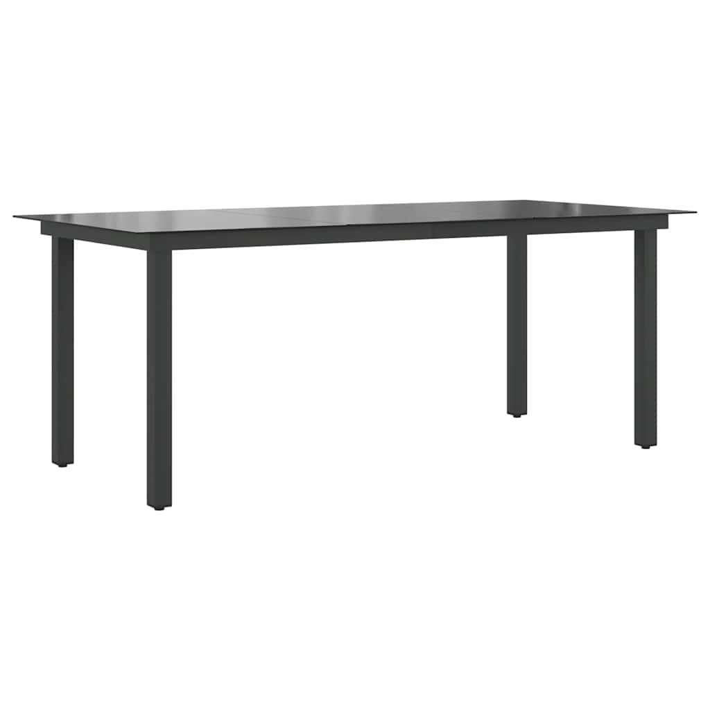 Tavolo da Giardino Nero 190x90x74 cm in Alluminio e Vetro