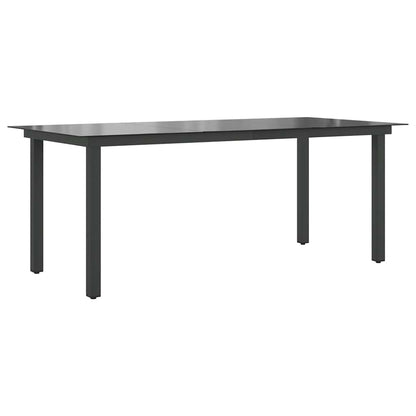 Tavolo da Giardino Nero 190x90x74 cm in Alluminio e Vetro