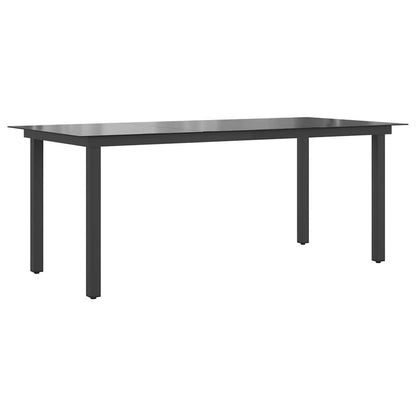 Tavolo da Giardino Nero 190x90x74 cm in Alluminio e Vetro