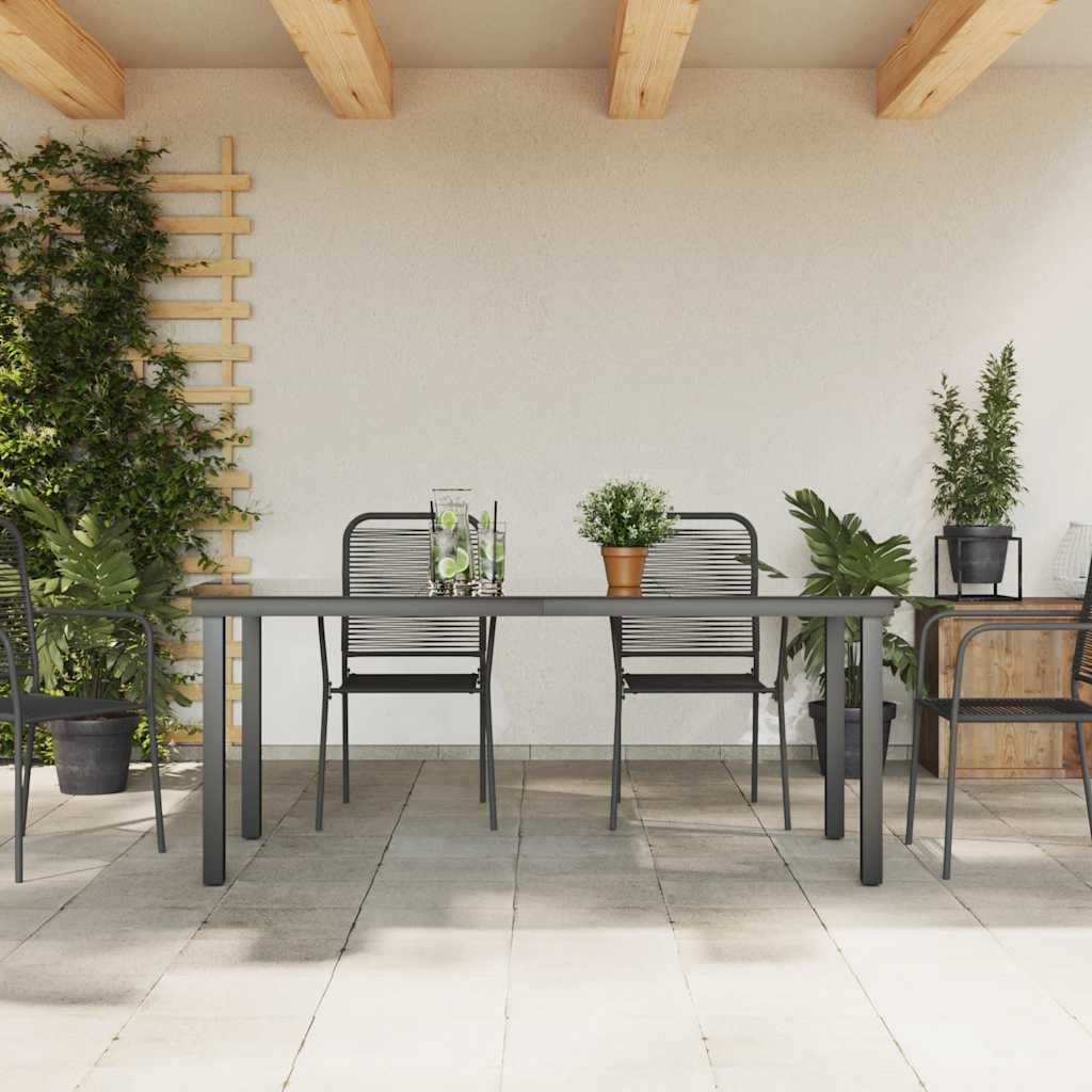 Tavolo da Giardino Nero 190x90x74 cm in Alluminio e Vetro - homemem39