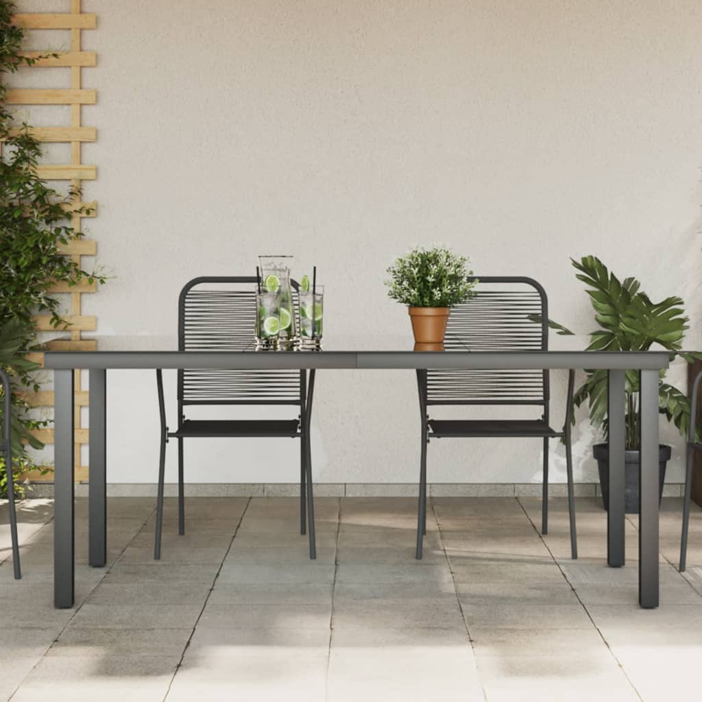 Tavolo da Giardino Nero 190x90x74 cm in Alluminio e Vetro