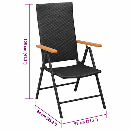 Sedie da Giardino Impilabili 2 pz in Polyrattan Nere | homemem39