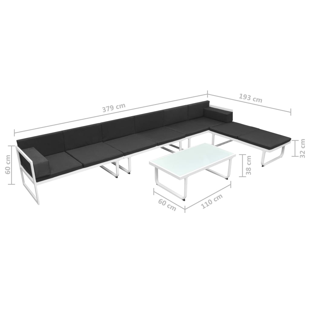 Set Divani da Giardino 5 pz in Textilene e Alluminio Nero - homemem39