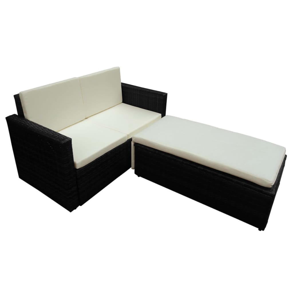 Set Divani da Giardino 2 pz con Cuscini in Polyrattan Nero - homemem39