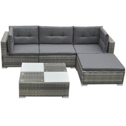 Set Divani da Giardino 5 pz con Cuscini in Polyrattan Grigio | homemem39