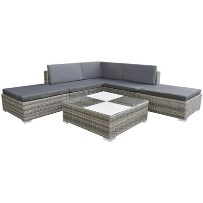 Set Divani da Giardino 6 pz con Cuscini in Polyrattan Grigio | homemem39
