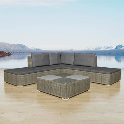 Set Divani da Giardino 6 pz con Cuscini in Polyrattan Grigio | homemem39