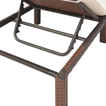Lettino Prendisole con Cuscino in Polyrattan Marrone - homemem39
