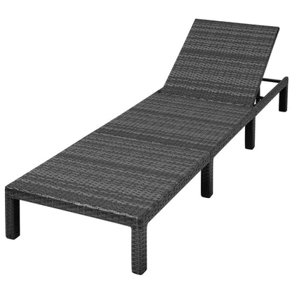 Lettino Prendisole con Cuscino in Polyrattan Nero - homemem39