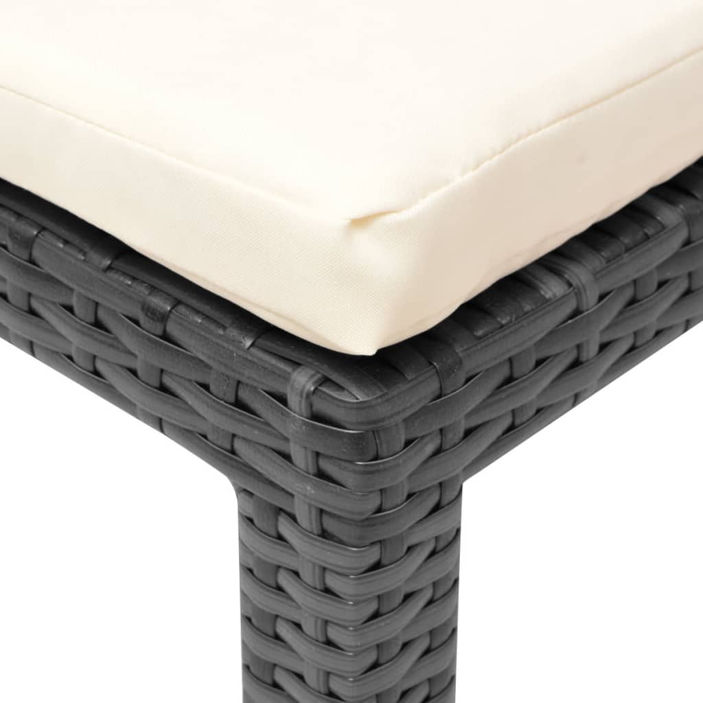 Lettino Prendisole con Cuscino in Polyrattan Nero - homemem39