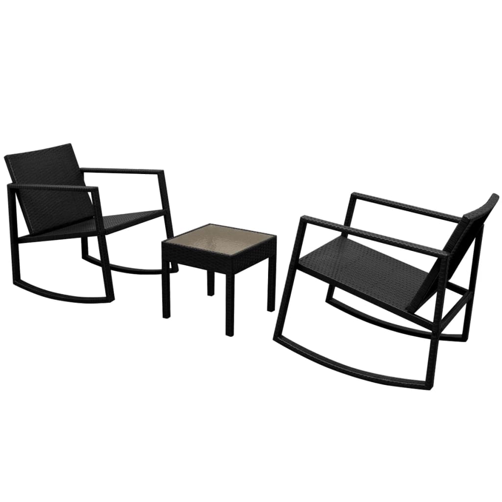 Set da Bistrot 3 pz in Polyrattan Nero | homemem39