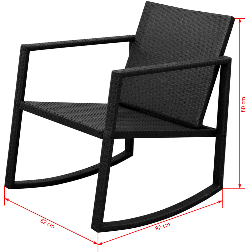 Set da Bistrot 3 pz in Polyrattan Nero | homemem39