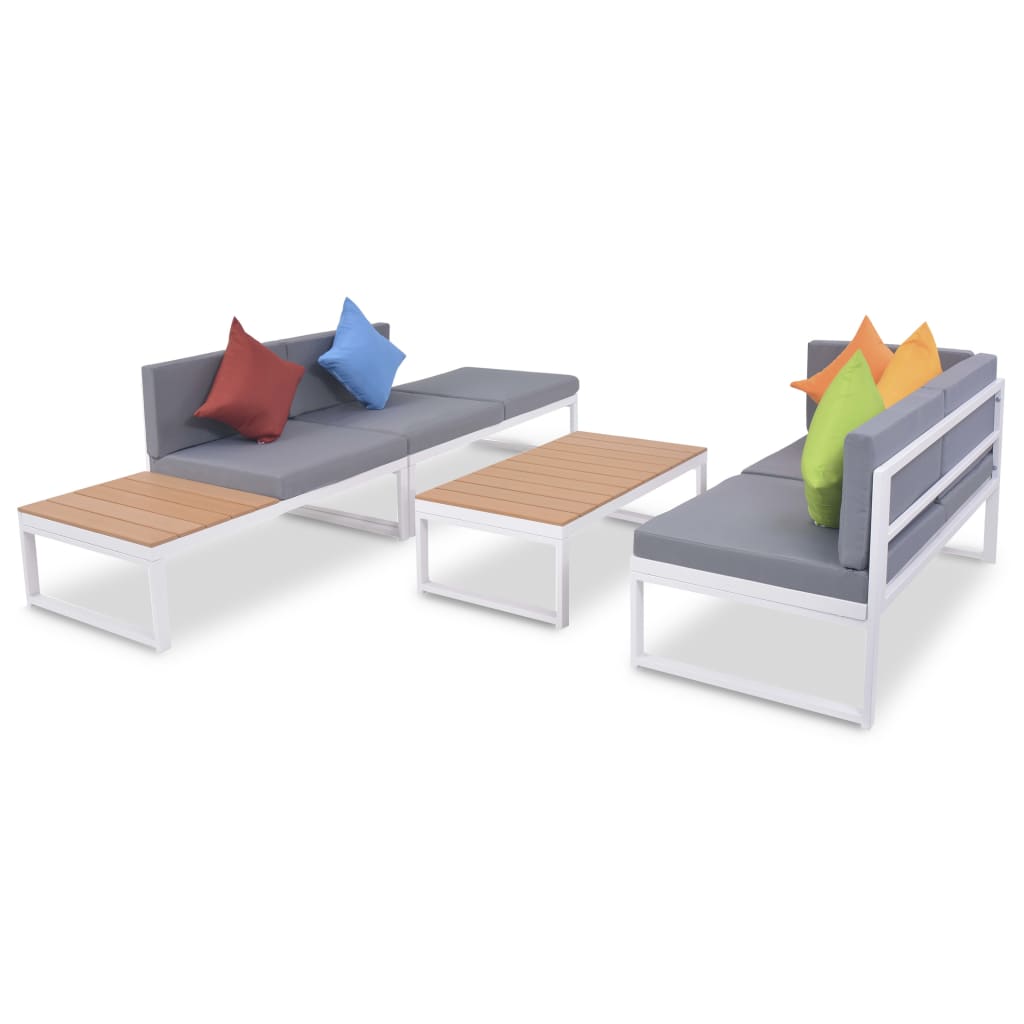 Set Divani da Giardino 4 pz con Cuscini in Alluminio e WPC | homemem39
