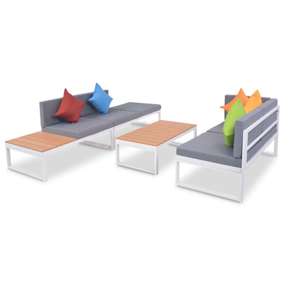 Set Divani da Giardino 4 pz con Cuscini in Alluminio e WPC | homemem39