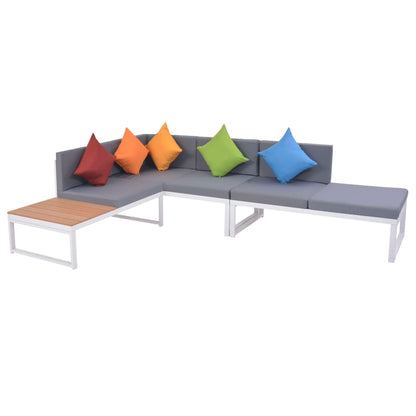 Set Divani da Giardino 4 pz con Cuscini in Alluminio e WPC | homemem39