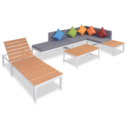 Set Divani da Giardino 5 pz con Cuscini in Alluminio e WPC - homemem39