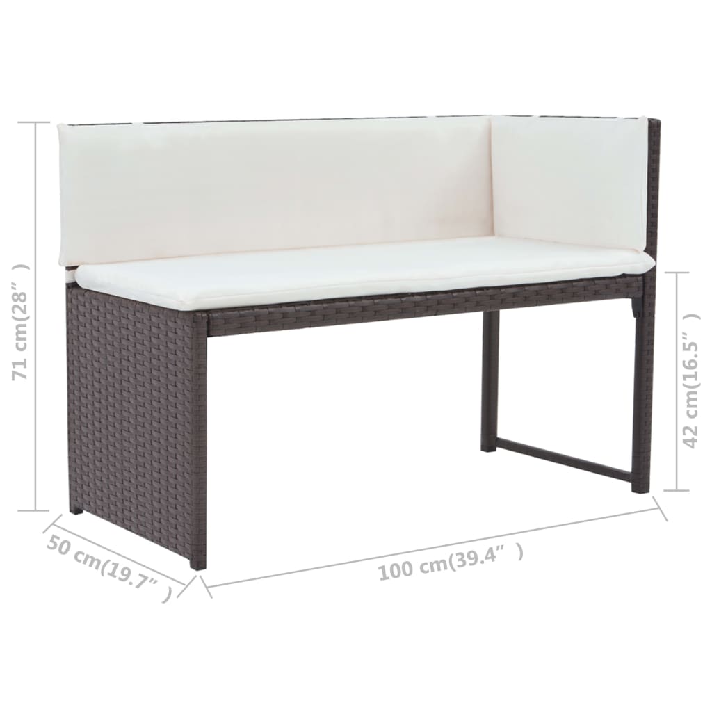 Set da Giardino 5 pz Pieghevole in Acciaio e Polyrattan Marrone | homemem39