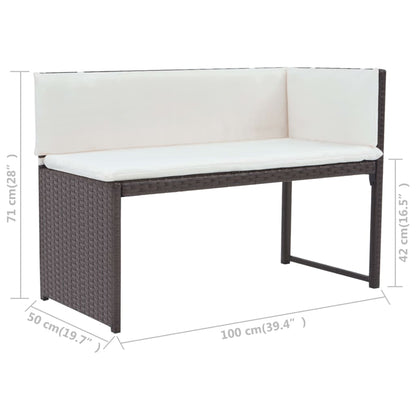 Set da Giardino 5 pz Pieghevole in Acciaio e Polyrattan Marrone | homemem39