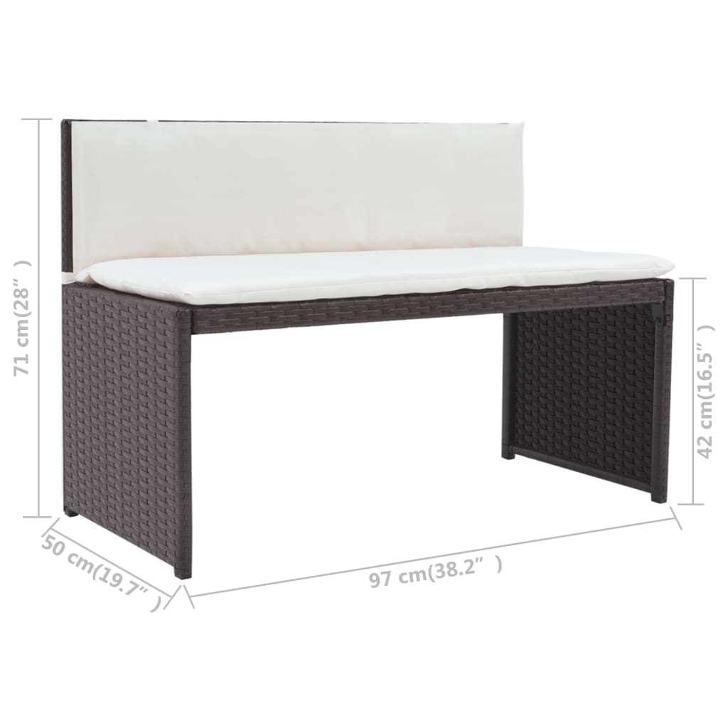 Set da Giardino 5 pz Pieghevole in Acciaio e Polyrattan Marrone | homemem39