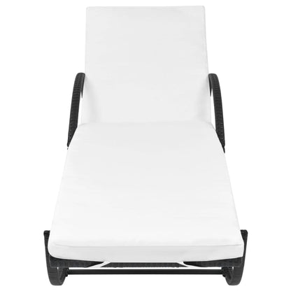 Lettino Prendisole con Cuscino in Polyrattan Nero | homemem39