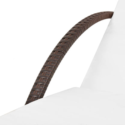 Lettino Prendisole con Cuscino e Tavolo in Polyrattan Marrone - homemem39