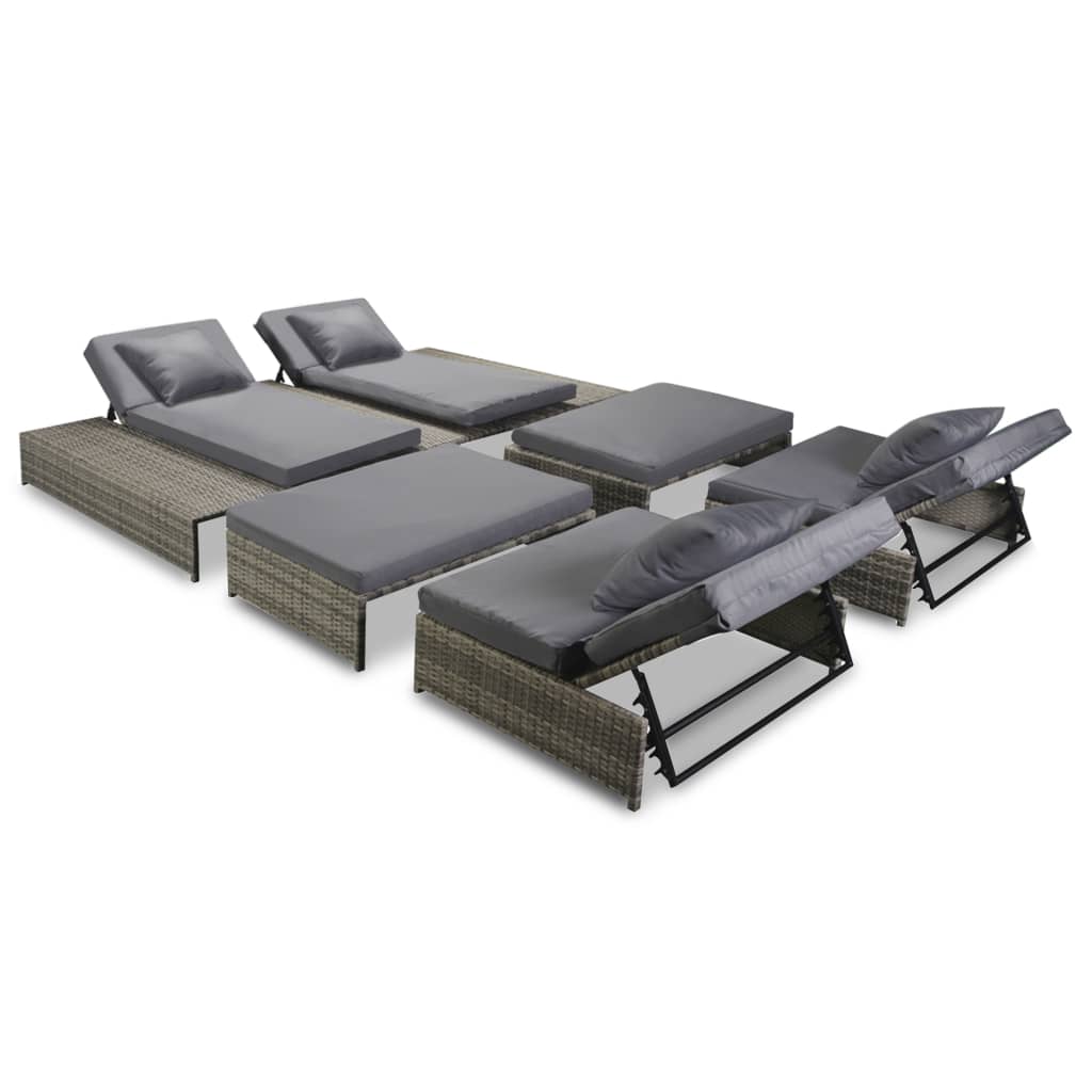 Set Divani da Giardino 5 pz con Cuscini in Polyrattan Grigio | homemem39