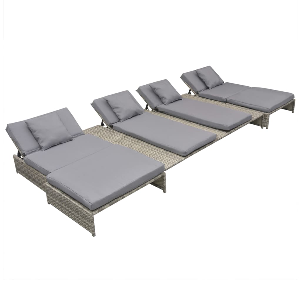 Set Divani da Giardino 5 pz con Cuscini in Polyrattan Grigio | homemem39