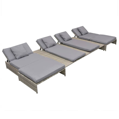Set Divani da Giardino 5 pz con Cuscini in Polyrattan Grigio | homemem39
