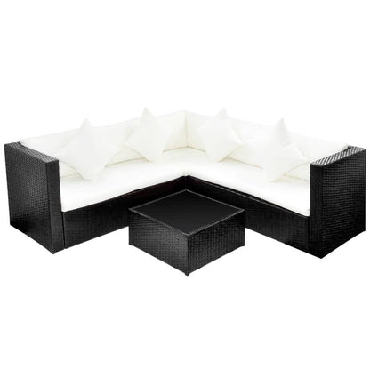 Set Divani da Giardino 4 pz con Cuscini in Polyrattan Nero - homemem39