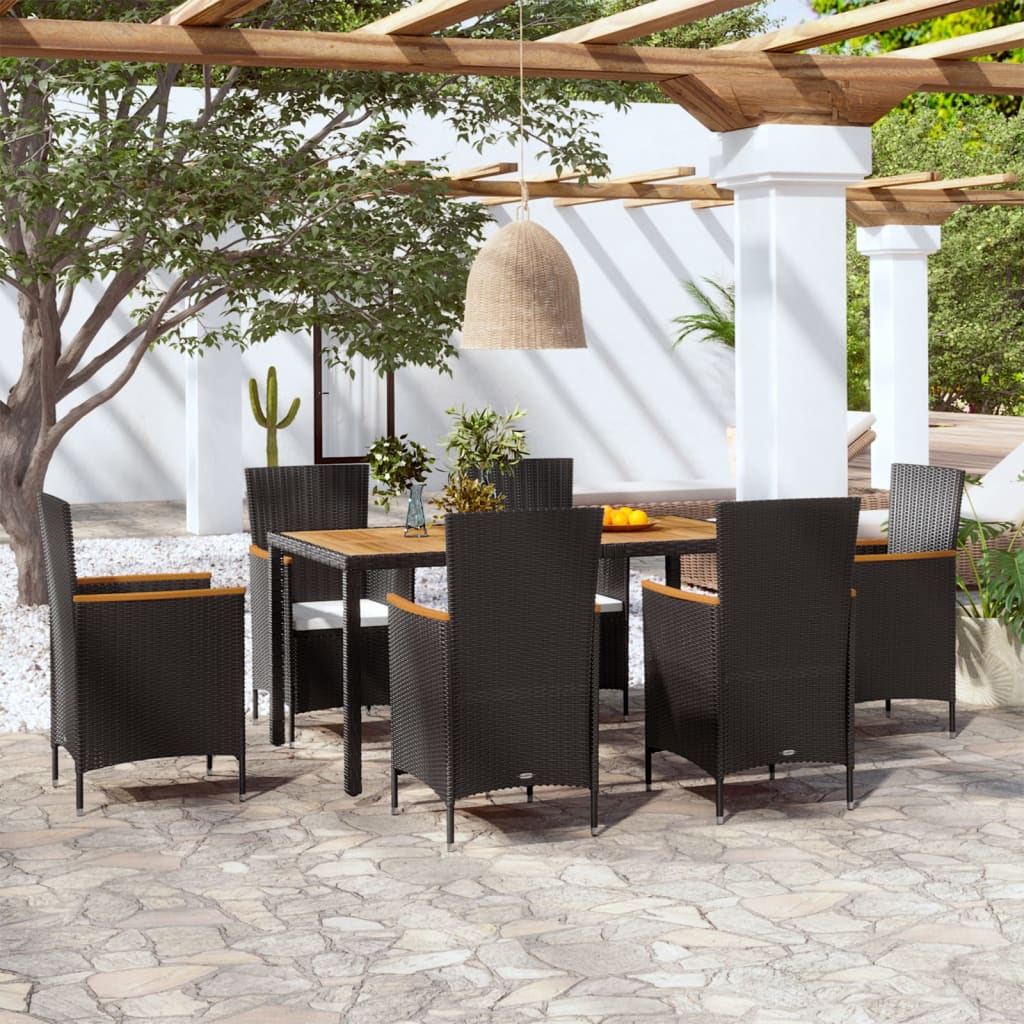 Set da Pranzo da Giardino 7 pz con Cuscini in Polyrattan | homemem39
