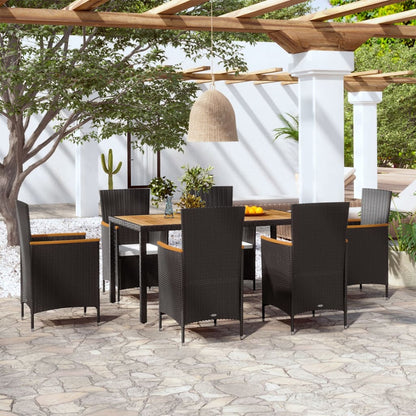 Set da Pranzo da Giardino 7 pz con Cuscini in Polyrattan | homemem39