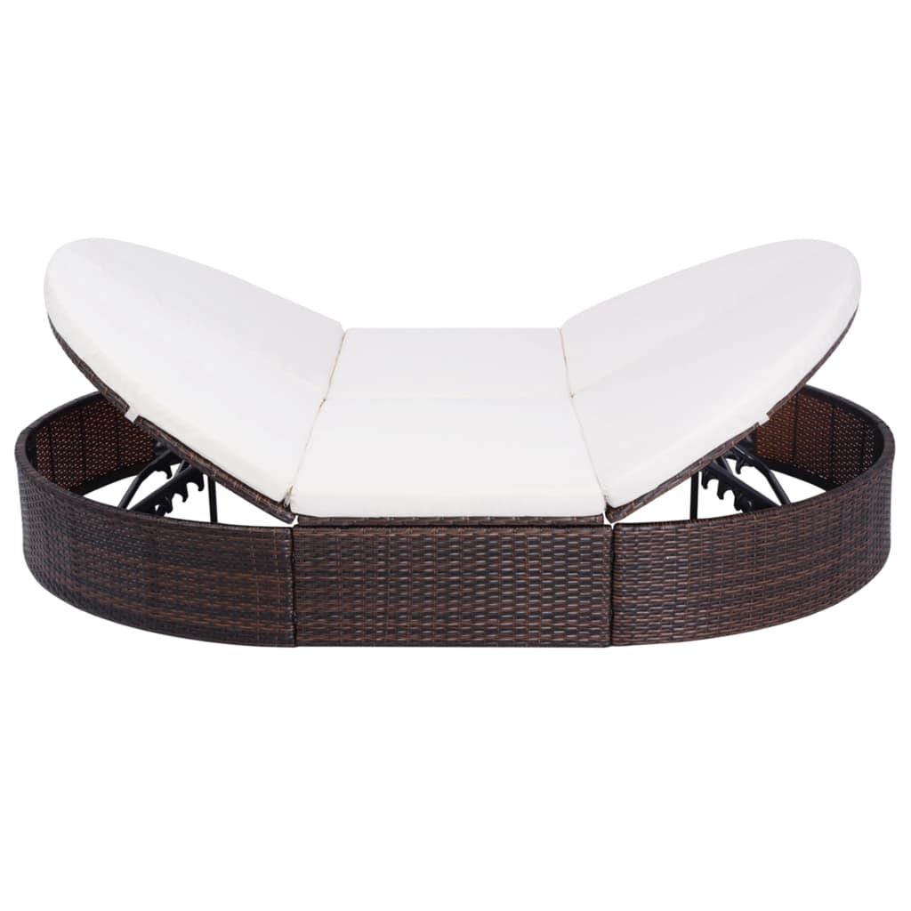 Lettino Prendisole con Cuscino in Polyrattan Marrone - homemem39