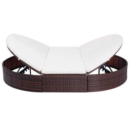 Lettino Prendisole con Cuscino in Polyrattan Marrone - homemem39