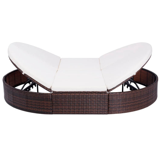 Lettino Prendisole con Cuscino in Polyrattan Marrone - homemem39