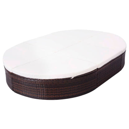Lettino Prendisole con Cuscino in Polyrattan Marrone - homemem39