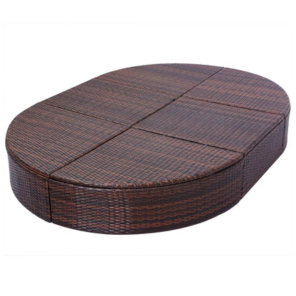 Lettino Prendisole con Cuscino in Polyrattan Marrone - homemem39