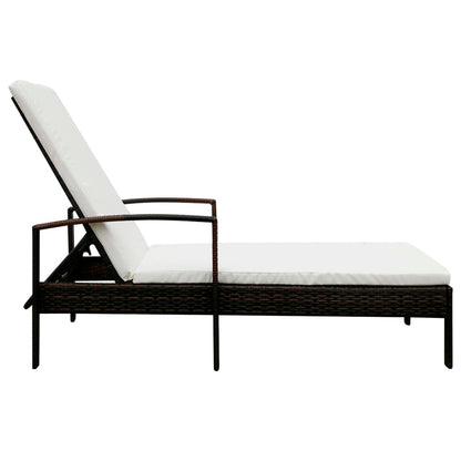 Lettino Prendisole con Cuscino in Polyrattan Marrone | homemem39