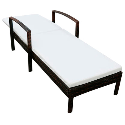 Lettino Prendisole con Cuscino in Polyrattan Marrone | homemem39