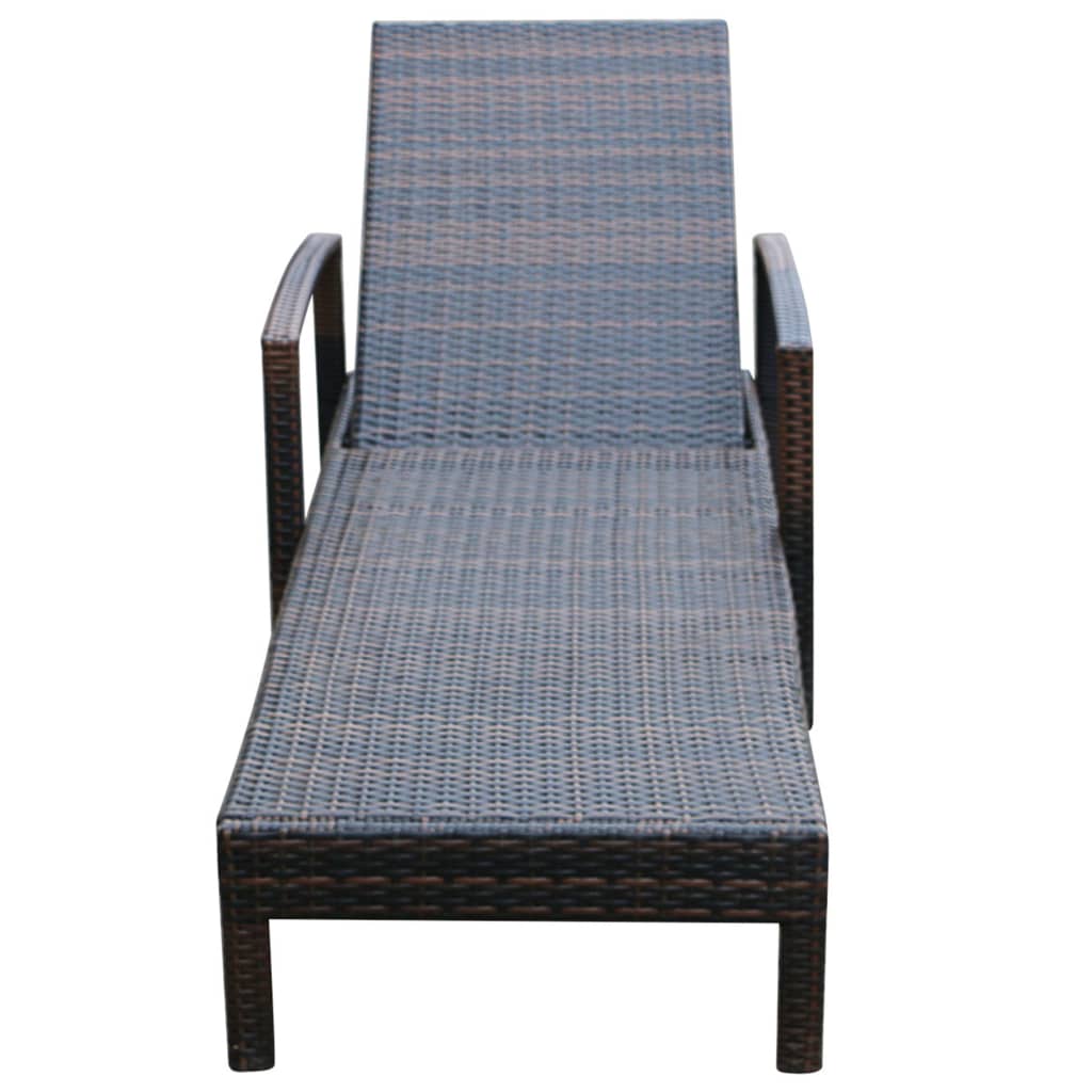 Lettino Prendisole con Cuscino in Polyrattan Marrone | homemem39